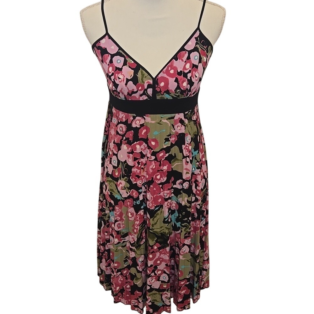 Nicole by Nicole Miller Dress Babydoll‎ Floral Tank Mini V-Neck Boho Y2K Size 4